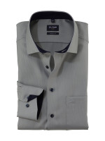 Olymp shirt LUXOR NATTÉ green with Global Kent collar in modern cut