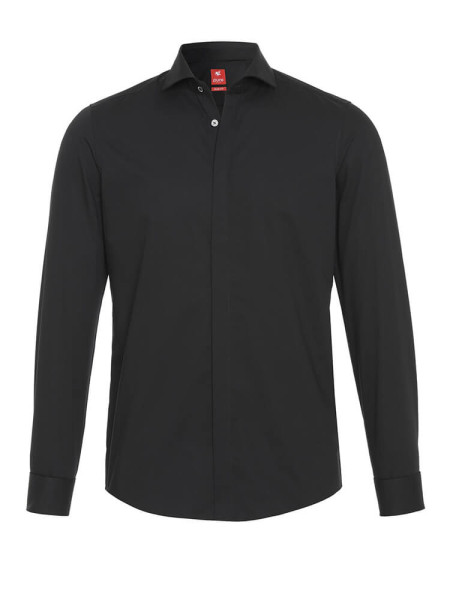 Chemise Pure SLIM FIT UNI POPELINE noir avec col cutaway en coupe étroite