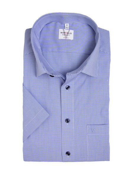 Marvelis shirt MODERN FIT UNI POPELINE light blue with New Kent collar in modern cut