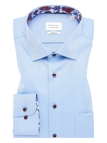 Eterna shirt MODERN FIT TWILL light blue with Kent collar in modern cut