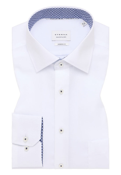 Eterna shirt MODERN FIT UNI POPELINE white with Kent collar in modern cut