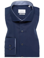 Eterna shirt MODERN FIT UNI POPELINE dark blue with Shark collar in modern cut