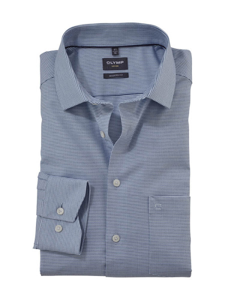 Olymp shirt LUXOR modern fit FAUX UNI light blue with Global Kent collar in modern cut