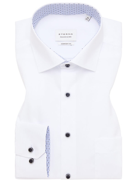 Eterna shirt COMFORT FIT UNI POPELINE white with Kent collar in classic cut