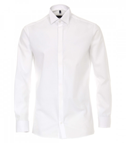 Chemise CASAMODA MODERN FIT UNI POPELINE blanc avec col Cassè en coupe moderne