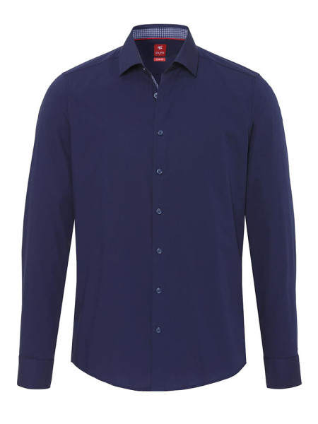 Pure shirt SLIM FIT UNI STRETCH dark blue with Kent collar in narrow cut