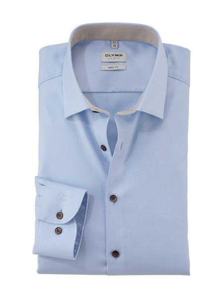 Olymp shirt LEVEL 5 FAUX UNI light blue with New York Kent collar in narrow cut