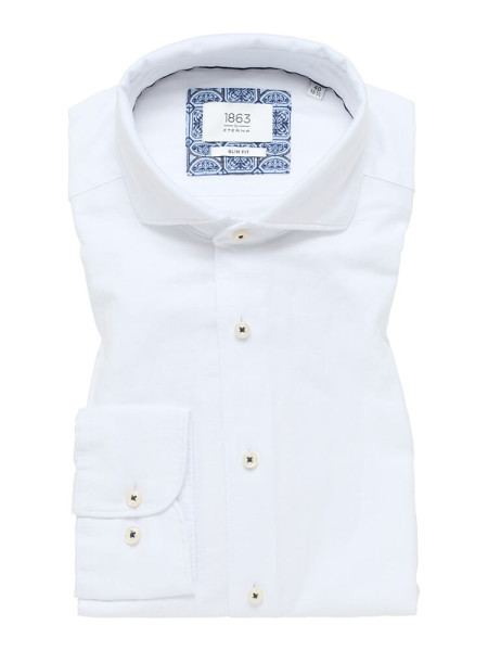 Eterna shirt SLIM FIT LINEN MIX white with Shark collar in narrow cut