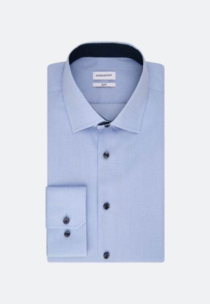 Seidensticker shirt SLIM FIT FIL À FIL light blue with Business Kent collar in narrow cut