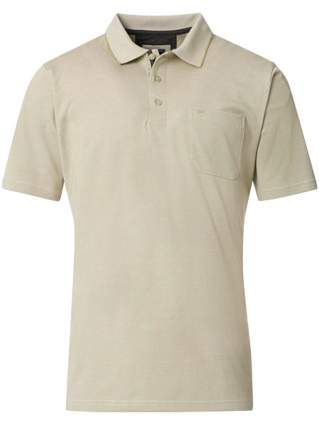 Redmond Polo shirt COMFORT FIT WASH &amp; WEAR beige with Polo button collar in classic cut