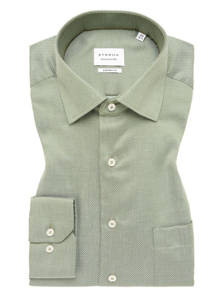 Eterna shirt COMFORT FIT STRUCTURE green with Kent collar in classic cut