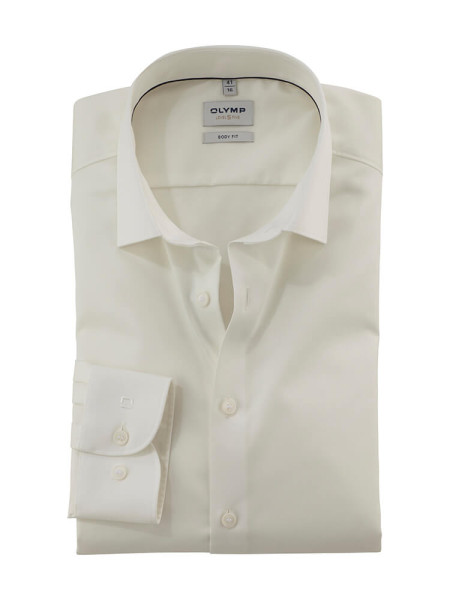 Olymp shirt LEVEL 5 SATIN beige with New York Kent collar in narrow cut