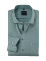 Olymp shirt LUXOR modern fit FAUX UNI green with Global Kent collar in modern cut