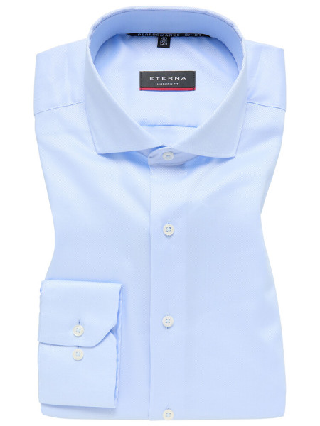 Eterna shirt MODERN FIT UNI STRETCH light blue with Shark collar in modern cut