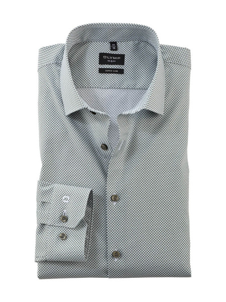 Olymp shirt NO. SIX PRINT green with Modern Kent collar in super slim cut