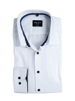 Marvelis shirt BODY FIT UNI POPELINE white with New York Kent collar in narrow cut