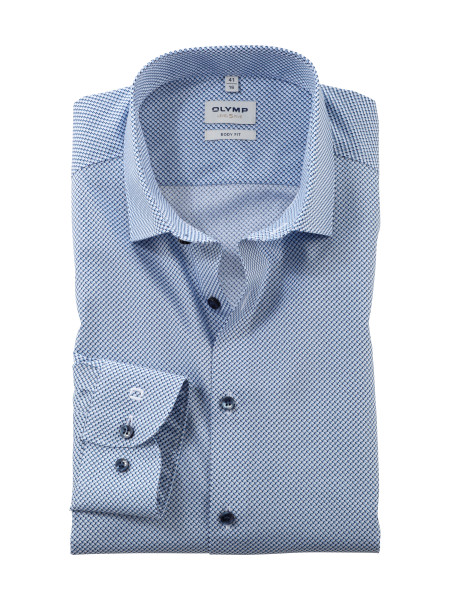 Olymp shirt LEVEL 5 PRINT light blue with Modern Kent collar in narrow cut