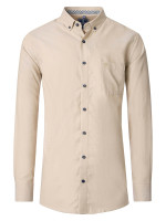 Redmond overhemd COMFORT FIT FIJNE OXFORD beige met Button Down-kraag in klassieke snit