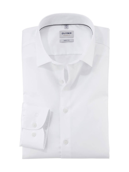 Chemise Olymp LEVEL 5 SATIN blanc avec col New York Kent en coupe étroite