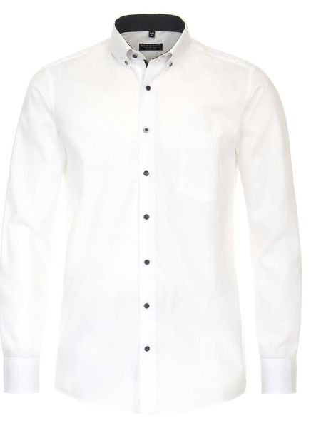 Redmond shirt MODERN FIT STRUCTURE white with Button Down collar in modern cut