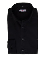 Marvelis shirt SUPER SLIM UNI POPELINE black with Kent collar in super slim cut