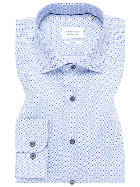 Eterna shirt SLIM FIT UNI POPELINE light blue with Kent collar in narrow cut