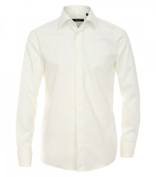 Chemise CASAMODA COMFORT FIT UNI POPELINE beige avec col Kent en coupe classique