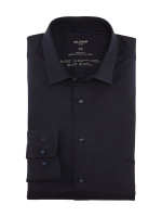 Olymp overhemd LUXOR modern fit JERSEY donkerblauw met Nieuw Kent-kraag in moderne snit