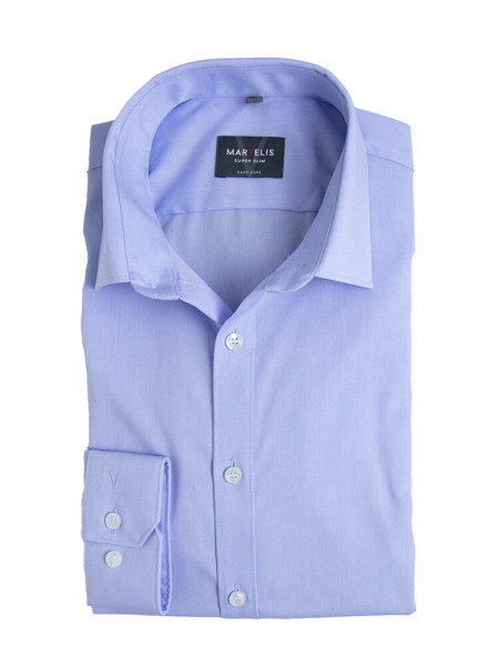 Chemise Marvelis SUPER SLIM UNI POPELINE bleu clair avec col Kent en coupe super étroite