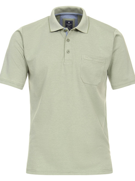 Redmond Polo shirt COMFORT FIT WASH &amp; WEAR green with Polo button collar in classic cut