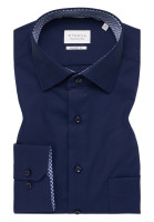 Eterna shirt COMFORT FIT UNI POPELINE dark blue with Kent collar in classic cut