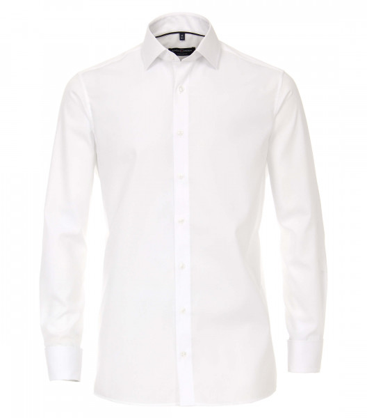 Chemise CASAMODA COMFORT FIT UNI POPELINE blanc avec col Kent en coupe classique