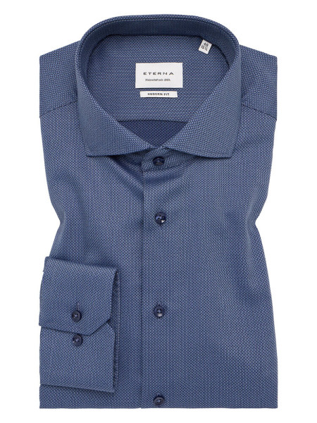 Eterna shirt MODERN FIT STRUCTURE dark blue with Shark collar in modern cut