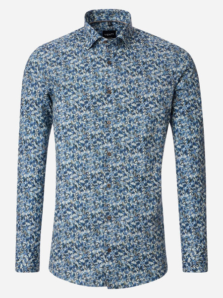 Venti shirt MODERN FIT PRINT dark blue with Under Button Down collar in modern cut