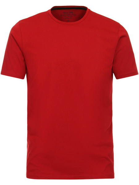 Redmond T-shirt COMFORT FIT EXTRA FIJNE KWALITEIT rood met Ronde hals-kraag in klassieke snit