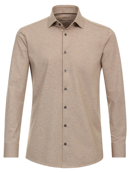 Venti shirt MODERN FIT JERSEY beige with Kent collar in modern cut