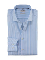 Chemise Olymp LEVEL 5 TWILL BANDES bleu clair avec col Royal Kent en coupe étroite