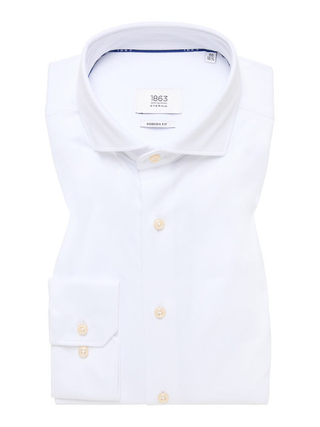 Eterna shirt MODERN FIT JERSEY white with Shark collar in modern cut