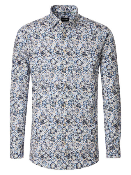 Chemise Venti MODERN FIT PRINT bleu clair avec col Under Button Down en coupe moderne