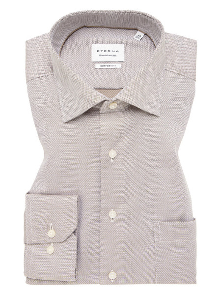 Eterna shirt COMFORT FIT STRUCTURE beige with Kent collar in classic cut