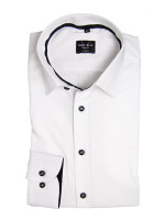 Chemise Marvelis BODY FIT UNI POPELINE blanc avec col New York Kent en coupe étroite