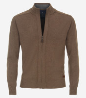 Redmond cardigan REGULAR FIT KNITTED brown with Stand-up collar collar in classic cut