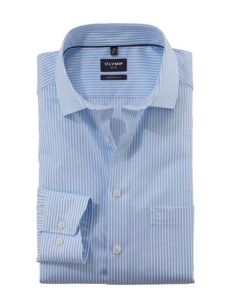 Olymp shirt LUXOR modern fit TWILL light blue with Global Kent collar in modern cut