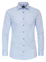 Venti overhemd BODY FIT STRUCTUUR lichtblauw met Kent-kraag in moderne snit