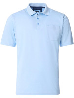 Redmond Poloshirt COMFORT FIT WASH & WEAR lichtblauw met Polo-knop-kraag in klassieke snit