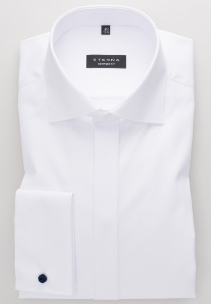 Chemise Eterna COMFORT FIT TWILL blanc avec col Classic Kent en coupe classique