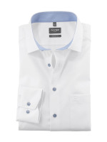 Olymp shirt LUXOR modern fit FAUX UNI white with Global Kent collar in modern cut