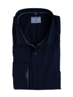 Marvelis shirt COMFORT FIT UNI POPELINE dark blue with New Kent collar in classic cut