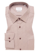 Eterna shirt COMFORT FIT UNI STRETCH light brown with Kent collar in classic cut