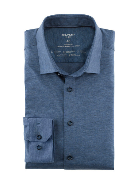 Chemise Olymp NO. SIX JERSEY bleu moyen avec col Kent urbain en coupe super étroite